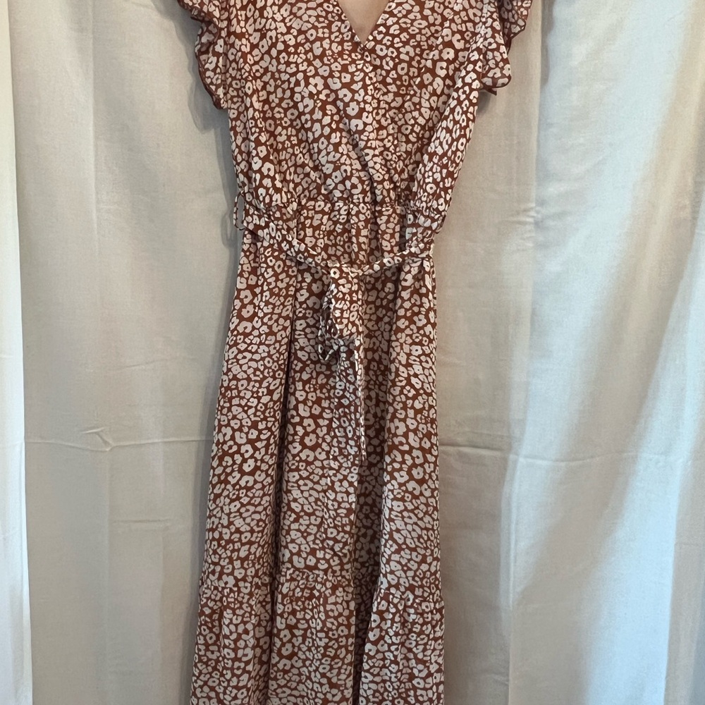 Pink and Brown Sleeveless Maxi Sundress